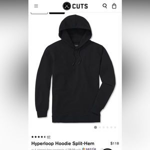Cuts Clothing Mens Hyperloop Split Hem Hoodie Black Medium